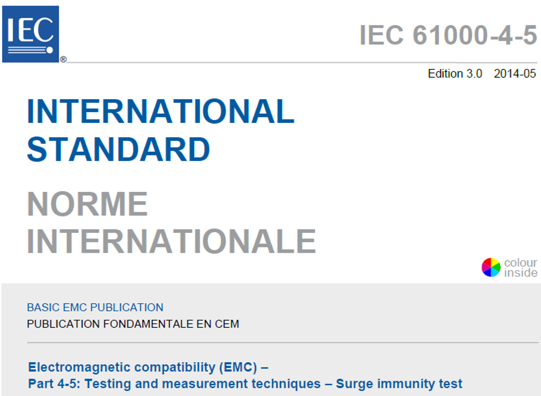 IEC 61000-4-5: 2014 — 電子電氣設備對突波 / 浪湧抗擾度（Surge）測試標準說明